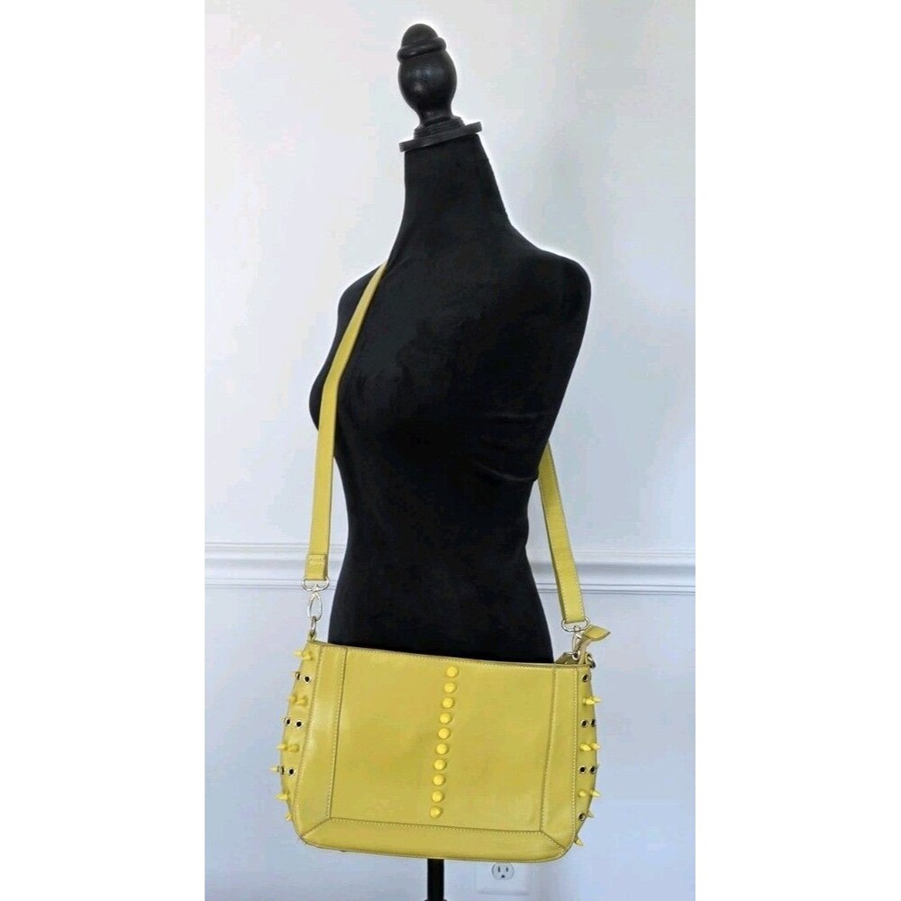 Chartreuse Yellow Studded Spike Shoulder Bag Crossbody Punk Y2K Goth Handbag